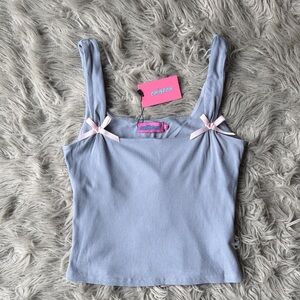Edikted Light Blue Tank Top with Pink Bows